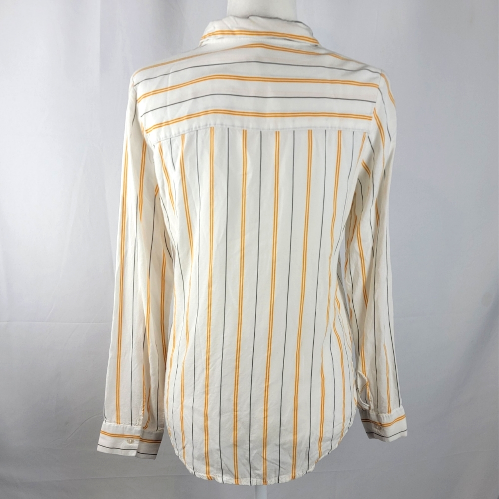 Midnight Sky white yellow black striped button up small - Picture 4 of 5